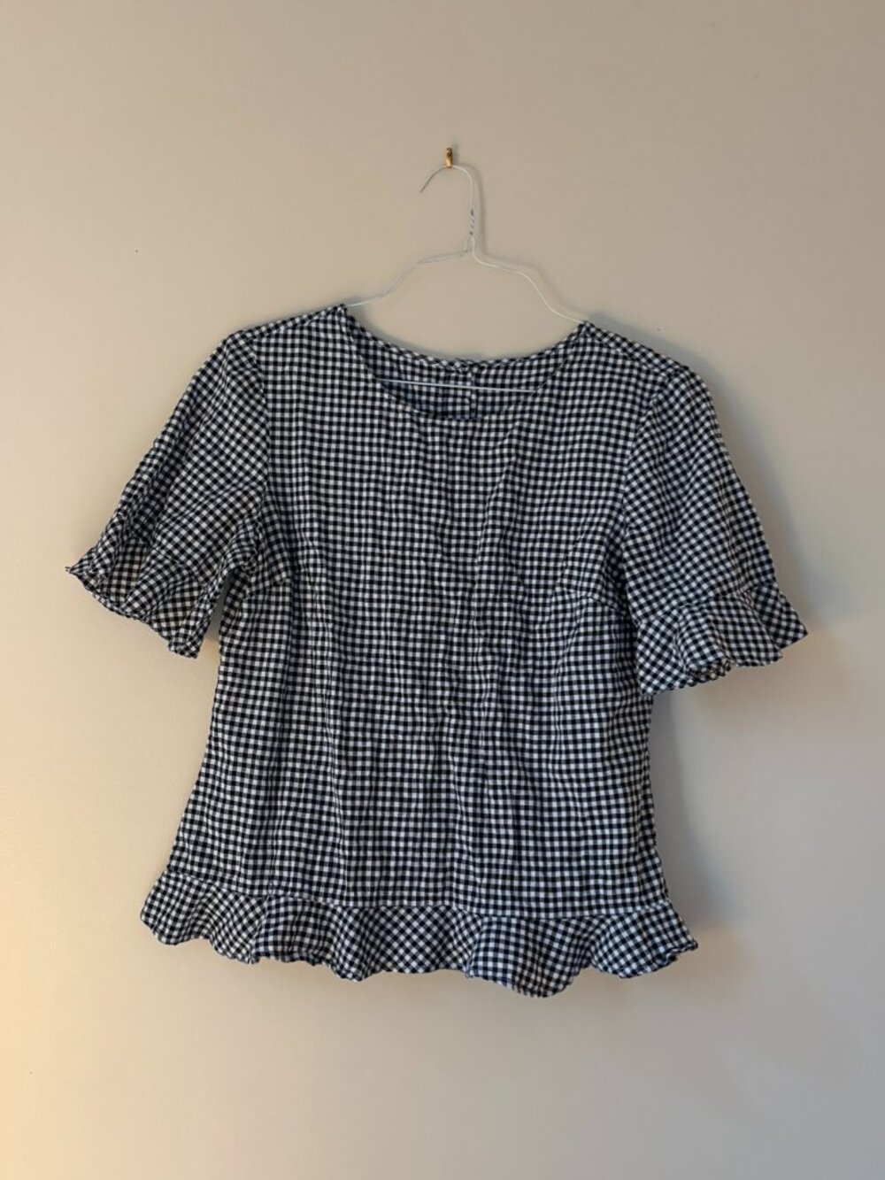 Gingham Blouse Shirt Size Medium